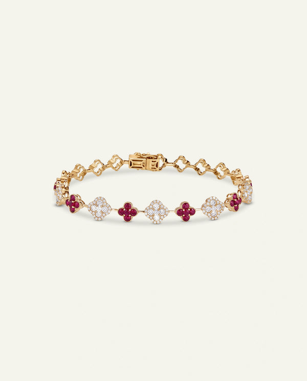 Aanika V. Ruby & Diamond Flower Bracelet