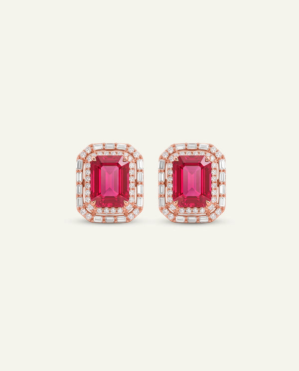 Aanika V. Ruby & Diamond Double Halo Studs