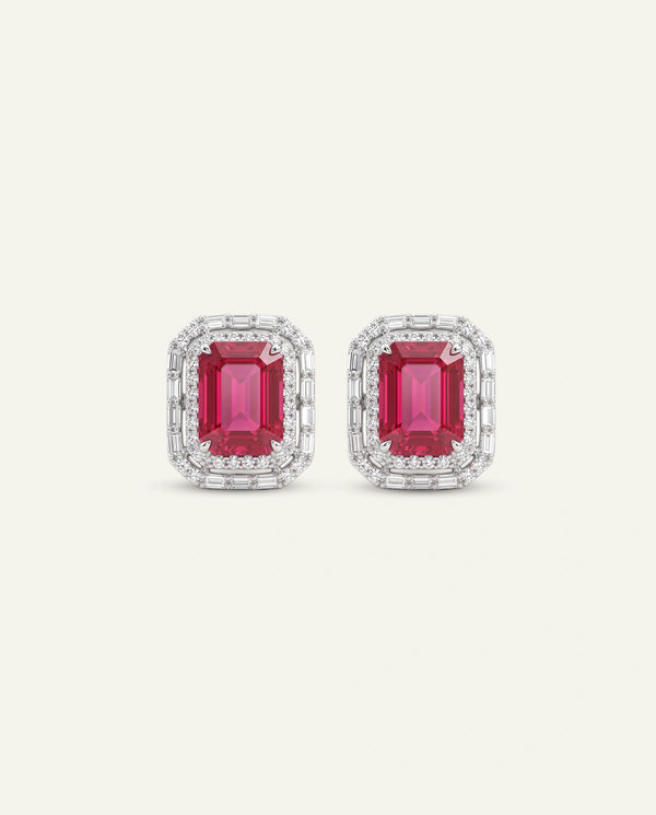 Aanika V. Ruby & Diamond Double Halo Studs