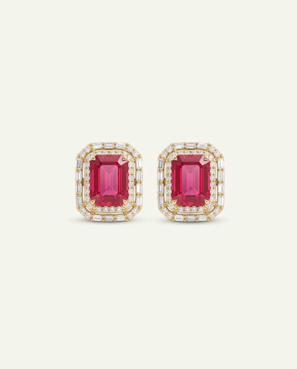 Aanika V. Ruby & Diamond Double Halo Studs