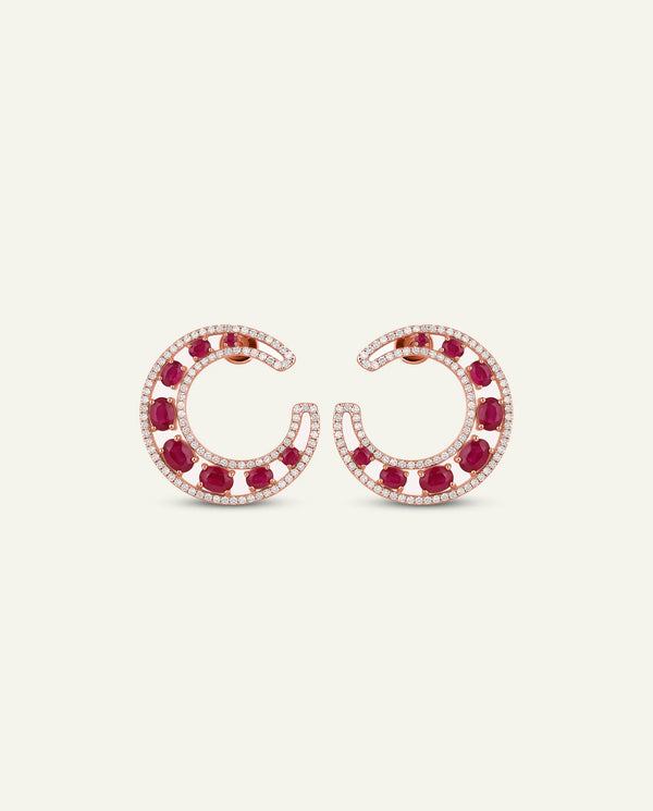 Aanika V. Ruby & Diamond Moon Studs