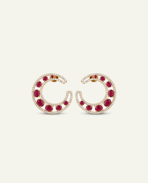 Aanika V. Ruby & Diamond Moon Studs