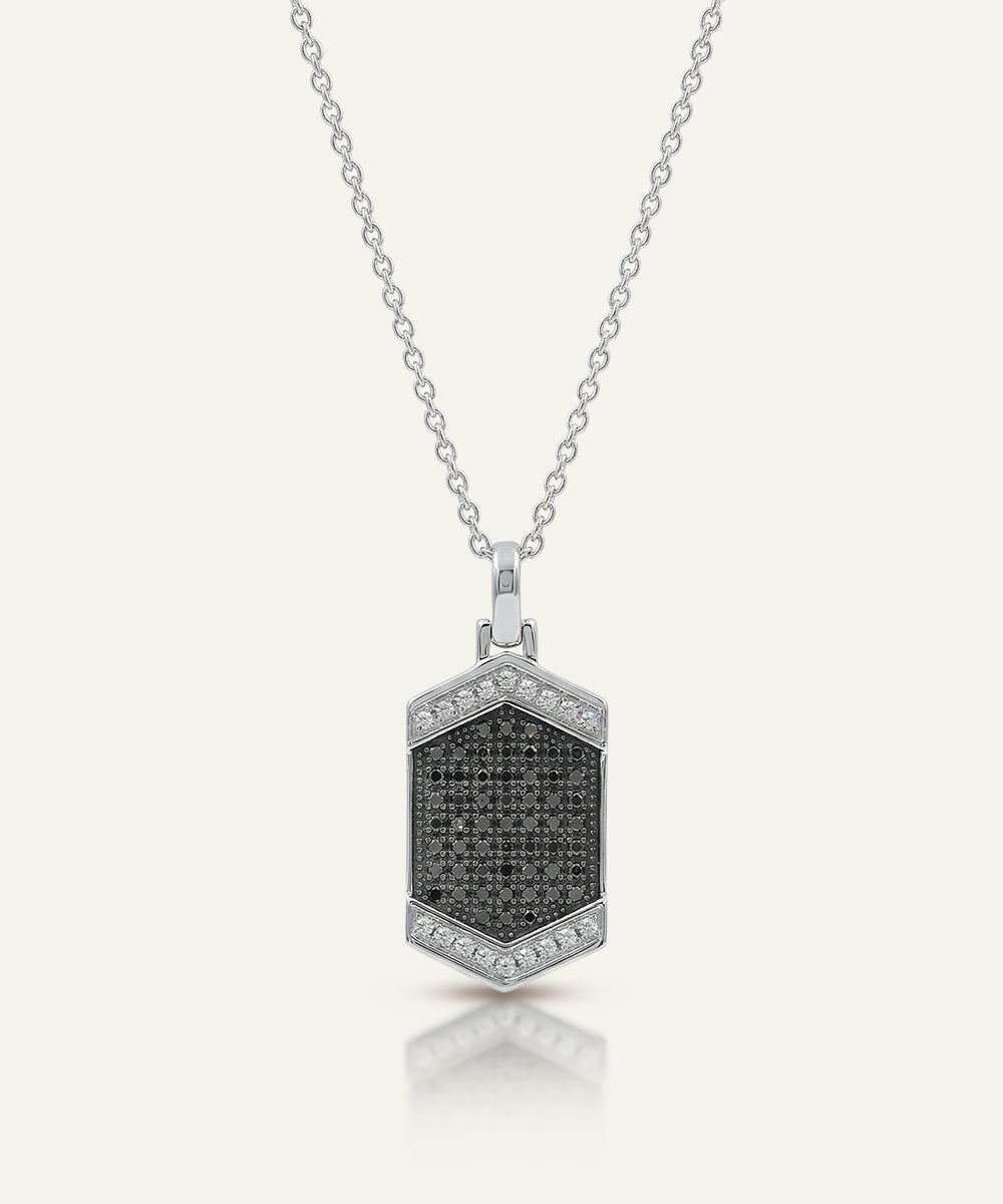 Link N Lock® Black Treated & Lab-grown Diamond Dog Tag Pendant