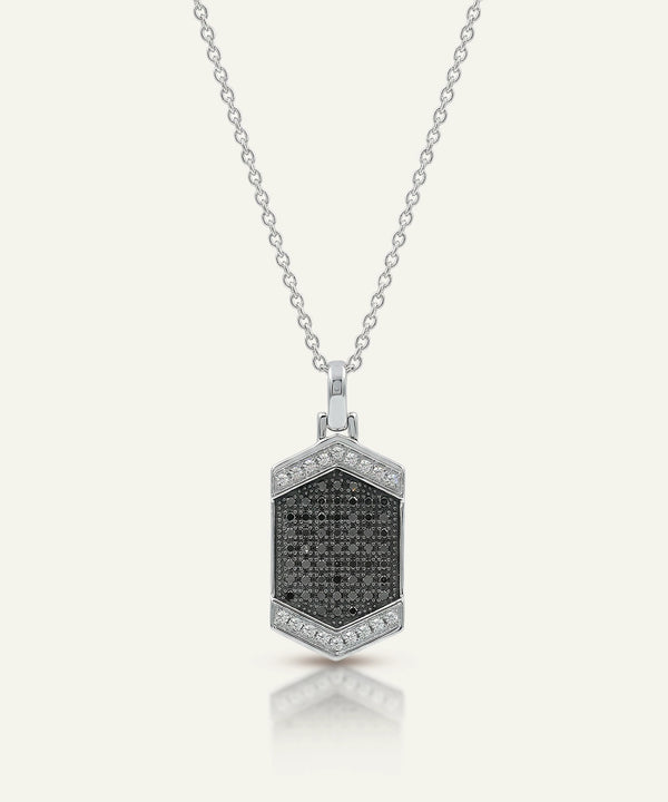 Link N Lock® Black Treated & Lab-grown Diamond Dog Tag Pendant