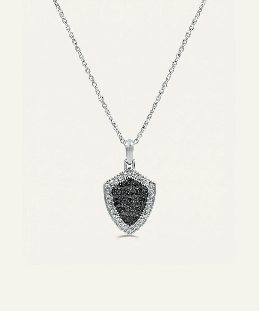 Link N Lock® Black Treated & Lab-grown Diamond Shield Pendant