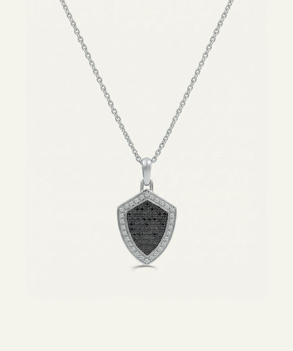 Link N Lock® Black Treated & Lab-grown Diamond Shield Pendant