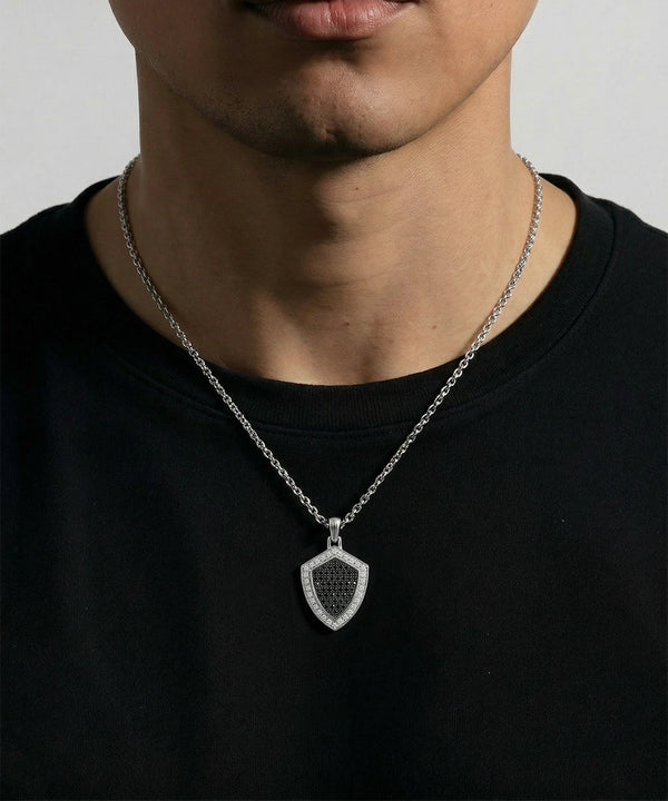 Link N Lock® Black Treated & Lab-grown Diamond Shield Pendant