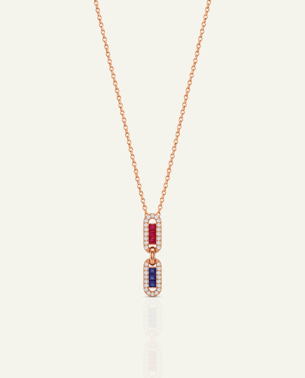 Aanika V. Sapphire & Diamond Paperclip Pendant