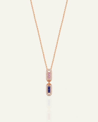Aanika V. Sapphire & Diamond Paperclip Pendant - alternate view