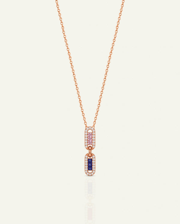 Aanika V. Sapphire & Diamond Paperclip Pendant