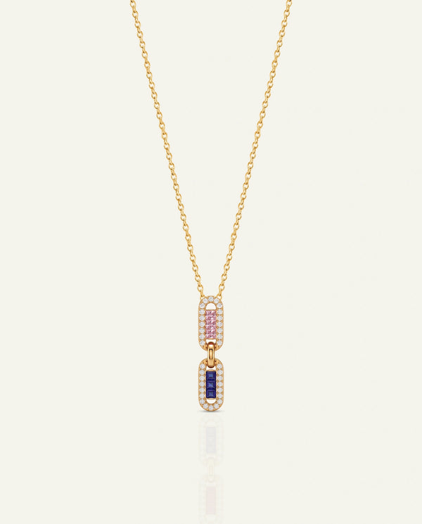 Aanika V. Sapphire & Diamond Paperclip Pendant