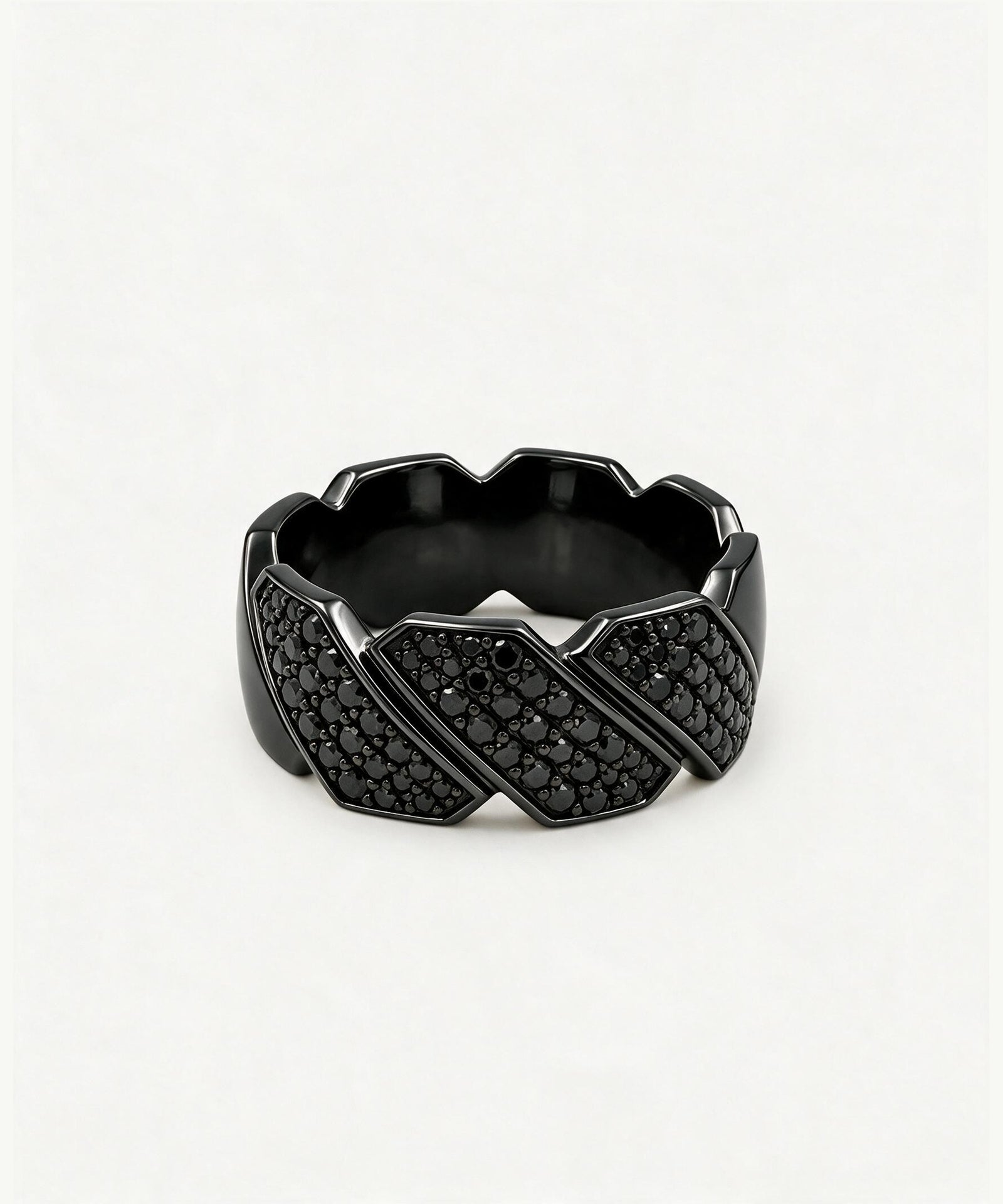 Link N Lock® Black Treated Diamond Cuban Ring