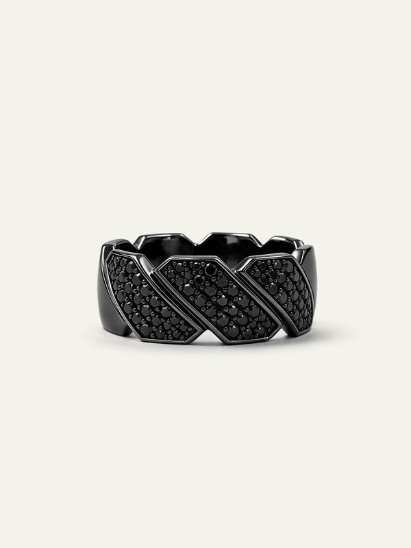Link N Lock® Black Treated Diamond Cuban Ring