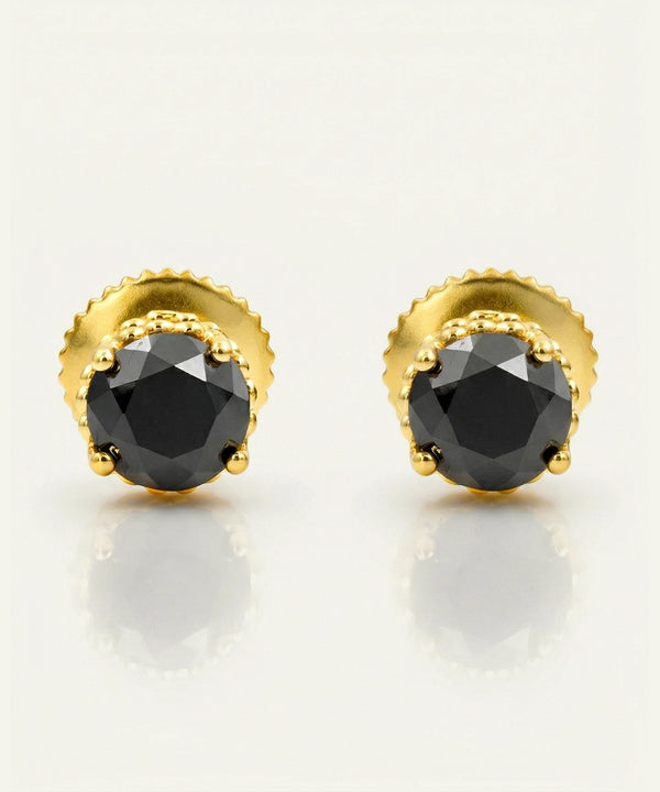 Link N Lock® Black Diamond Round Solitare Studs Earrings
