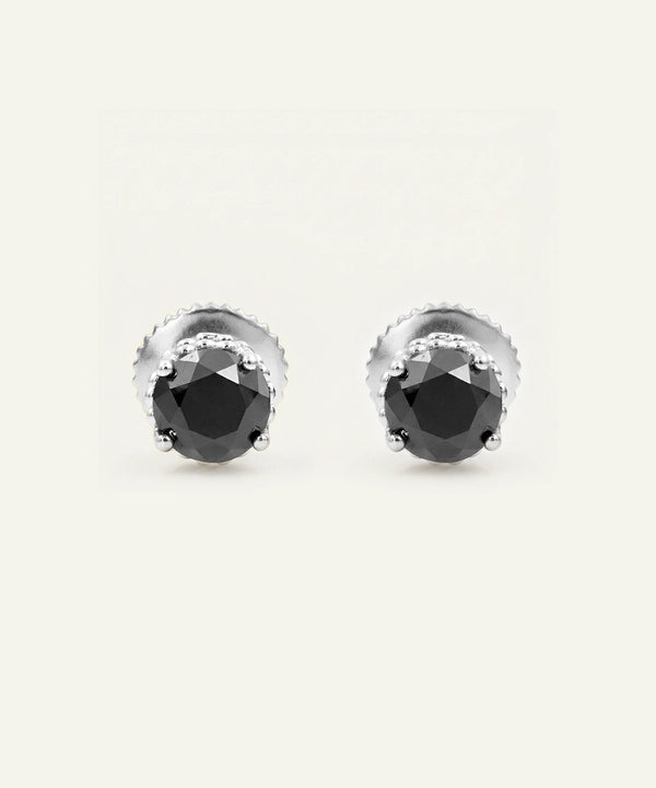 Link N Lock® Black Diamond Round Solitare Studs Earrings