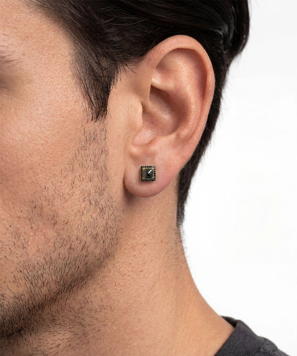 Link N Lock® Black Diamond Princess Halo Studs Earrings