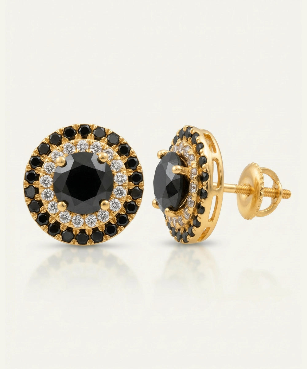 Link N Lock® Black Diamond Round Cluster Studs Earrings