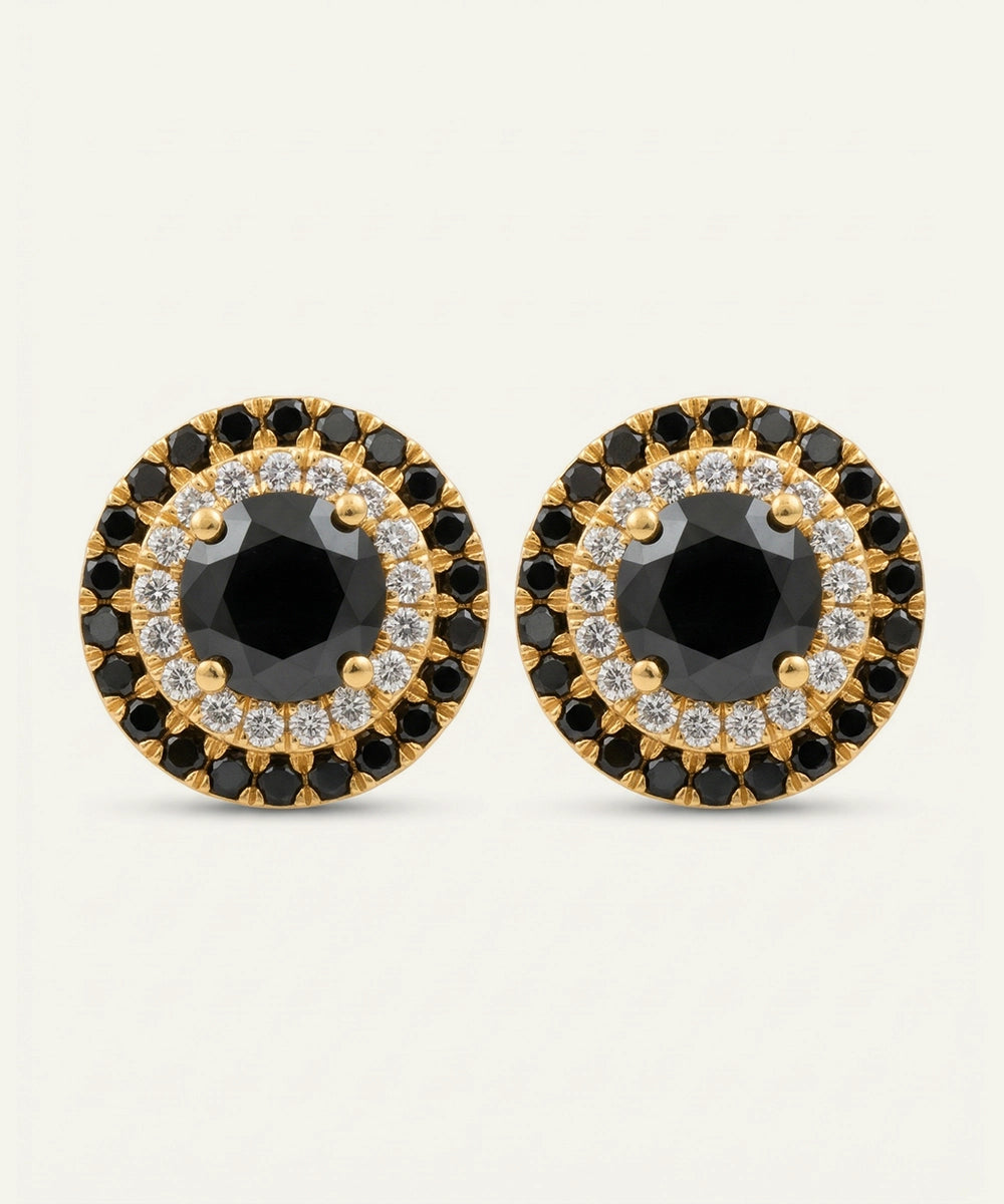 Link N Lock® Black Diamond Round Cluster Studs Earrings