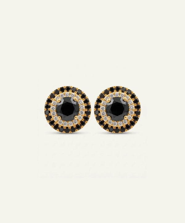 Link N Lock® Black Diamond Round Cluster Studs Earrings