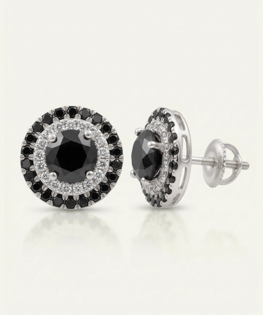 Link N Lock® Black Diamond Round Cluster Studs Earrings