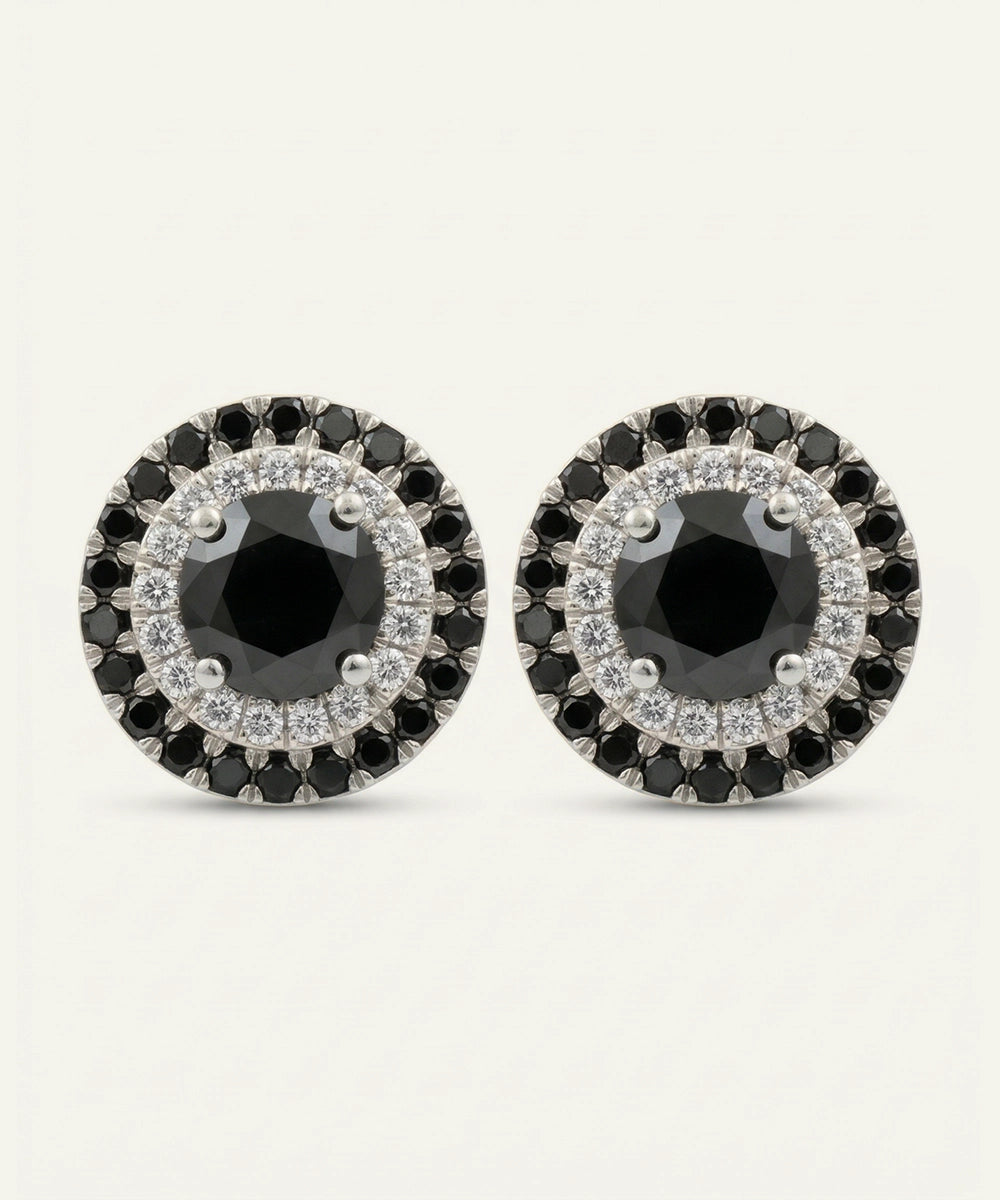 Link N Lock® Black Diamond Round Cluster Studs Earrings