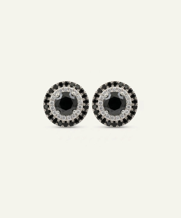 Link N Lock® Black Diamond Round Cluster Studs Earrings