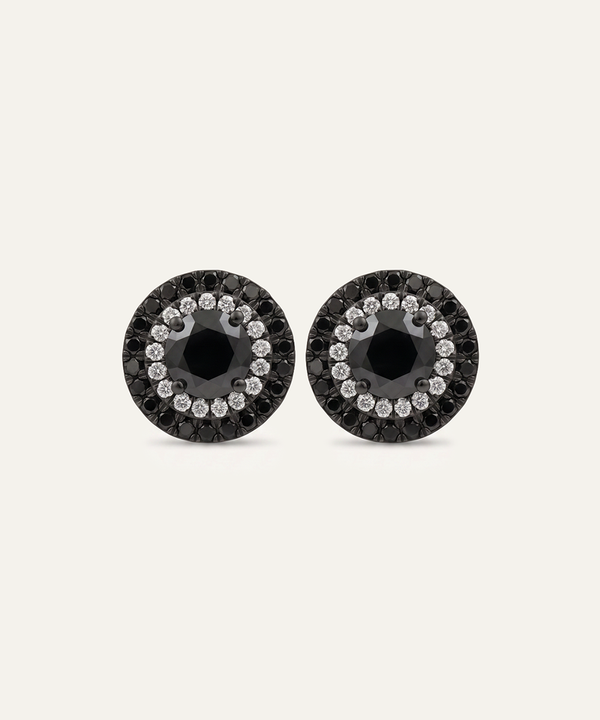 Link N Lock® Black Diamond Round Cluster Studs Earrings
