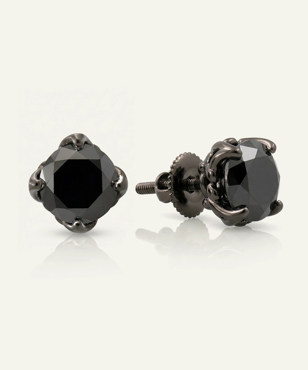 Link N Lock® Black Diamond Round Solitare Studs Earrings