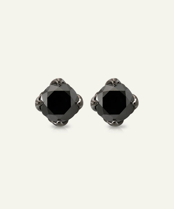 Link N Lock® Black Diamond Round Solitare Studs Earrings