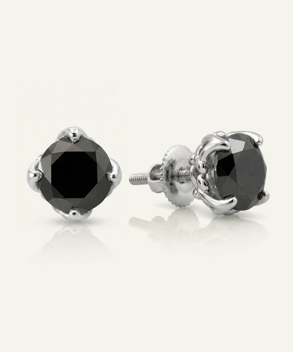 Link N Lock® Black Diamond Round Solitare Studs Earrings