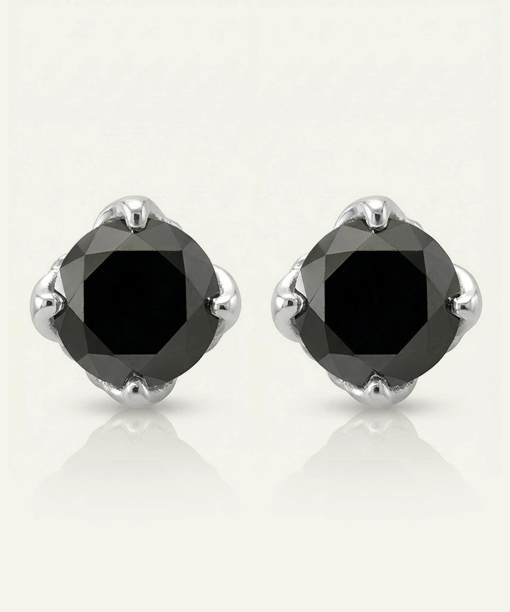 Link N Lock® Black Diamond Round Solitare Studs Earrings