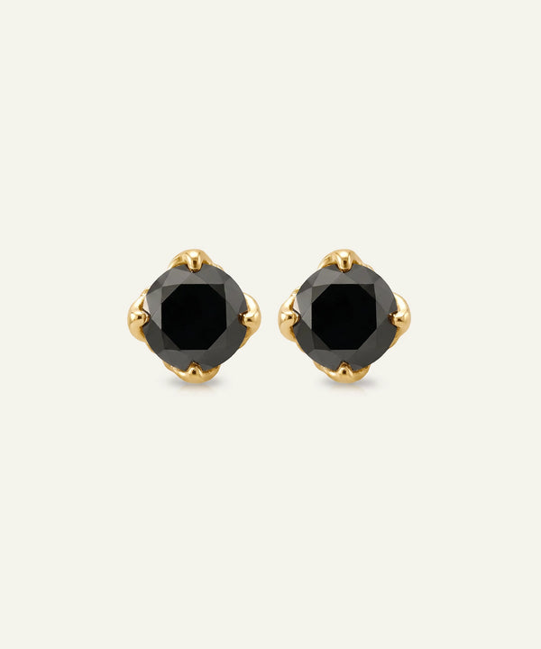 Link N Lock® Black Diamond Round Solitare Studs Earrings