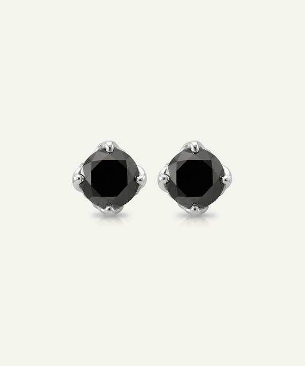 Link N Lock® Black Diamond Round Solitare Studs Earrings