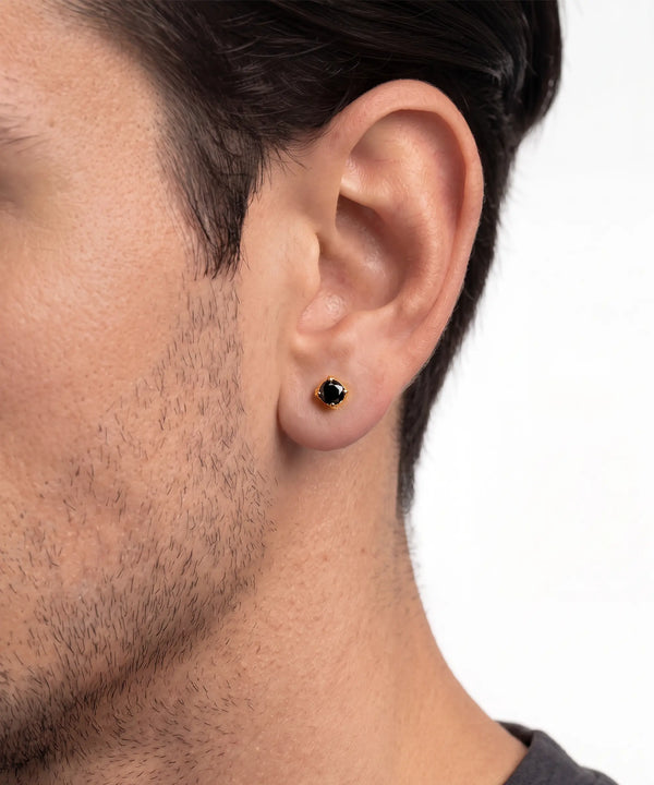 Link N Lock® Black Diamond Round Solitare Studs Earrings