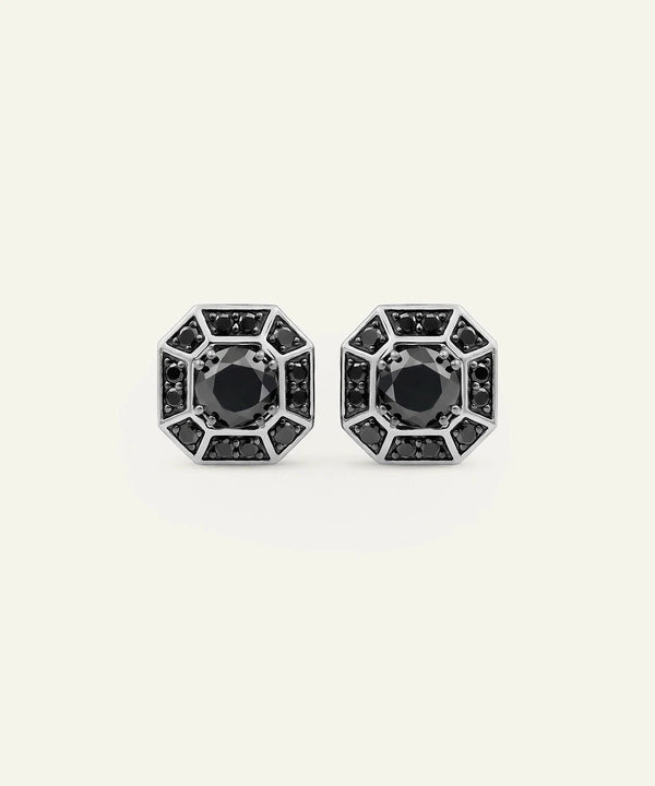 Link N Lock® Black Diamond Asscher-Cut Stud Earrings