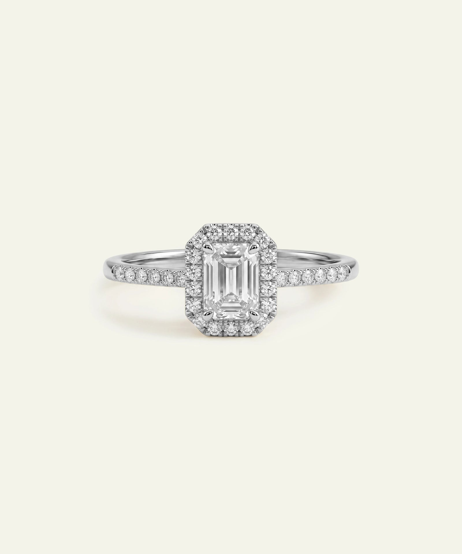 Ovani® Lab-grown Diamond Emerald Halo Engagement Ring