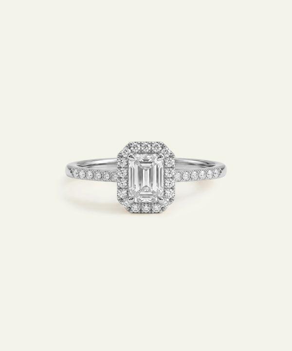 Ovani® Lab-grown Diamond Emerald Halo Engagement Ring