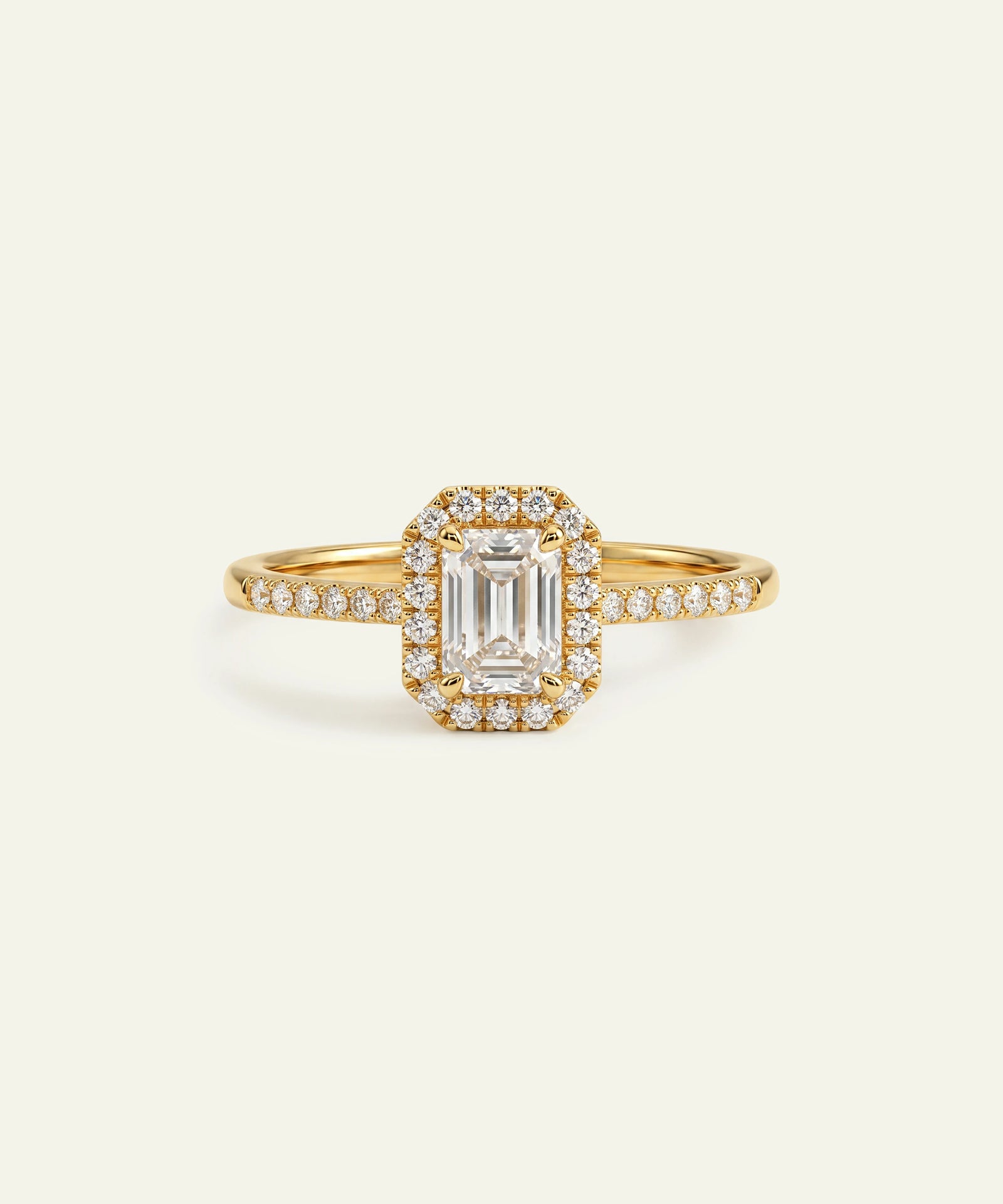 Ovani® Lab-grown Diamond Emerald Halo Engagement Ring