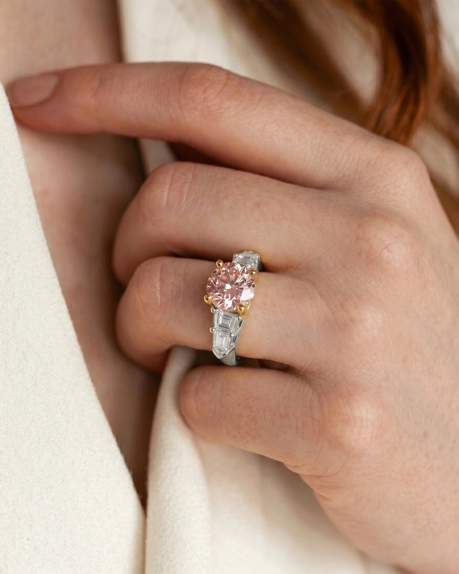 Ovani® Lab-grown Pink Diamond Round Bridal Ring -  4.75 Ct. T.W.