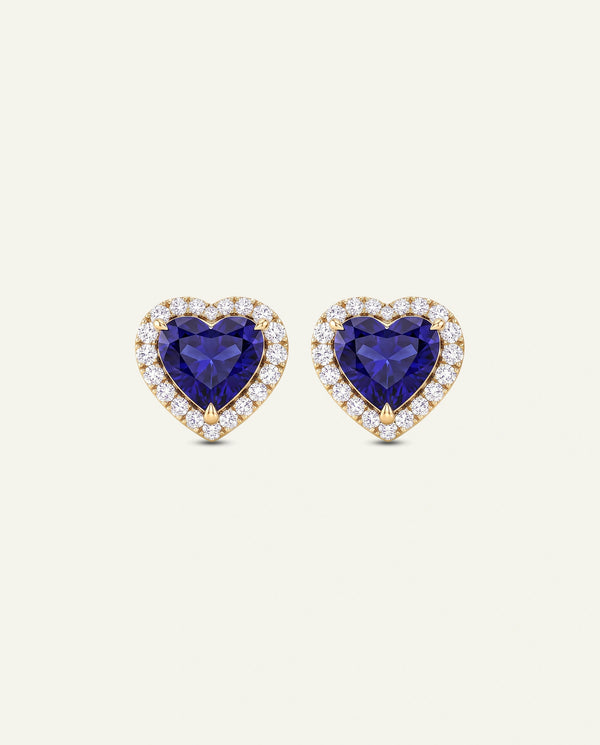 Aanika V. Lab-created Sapphire & Lab-grown Diamond Heart Halo Studs