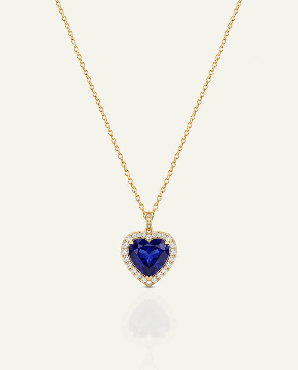 Aanika V. Lab-created Sapphire & Lab-grown Diamond Heart Halo Necklace