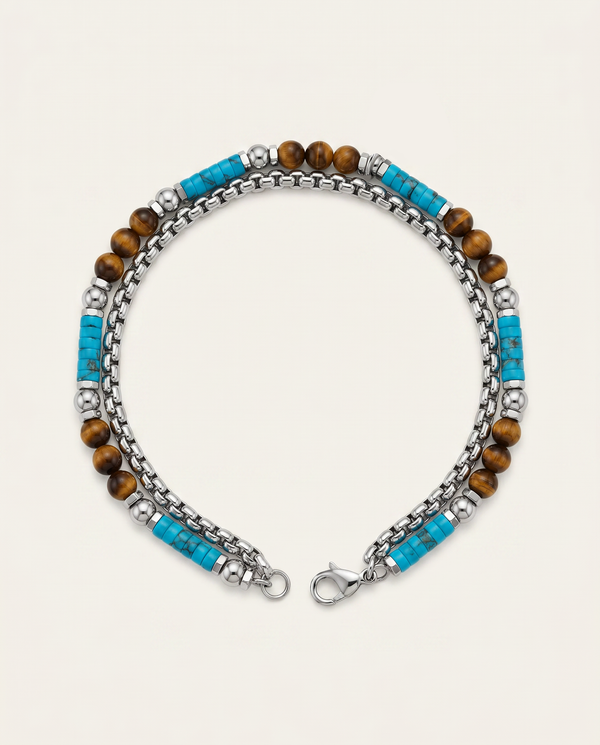 Link N Lock® Turquoise & Tiger's Eye Beaded Bracelet