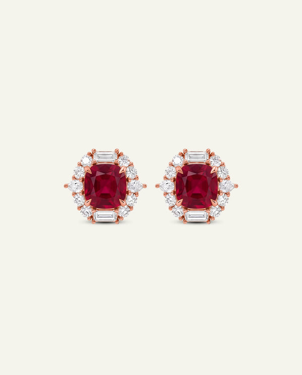 Aanika V. Lab-created Ruby & Lab-grown Diamond Halo Earrings