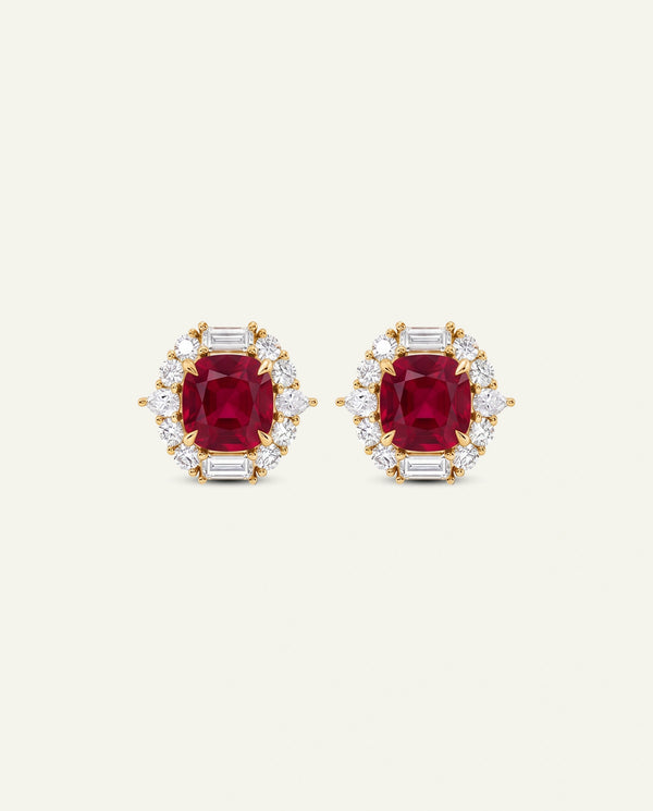 Aanika V. Lab-created Ruby & Lab-grown Diamond Halo Earrings