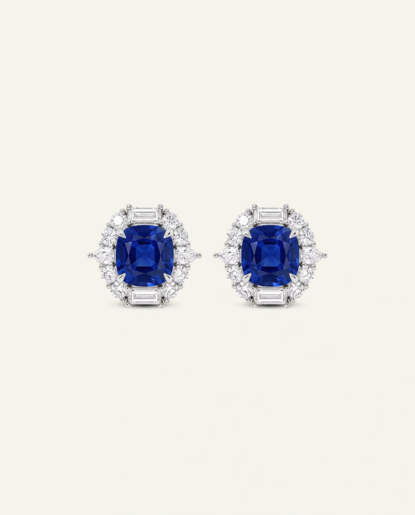 Aanika V. Lab-created Sapphire & Lab-grown Diamond Halo Earrings