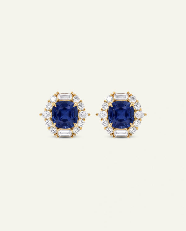 Aanika V. Lab-created Sapphire & Lab-grown Diamond Halo Earrings