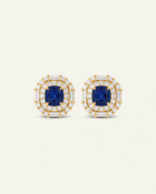 Aanika V. Lab-created Sapphire & Lab-grown Diamond Double Halo Earrings