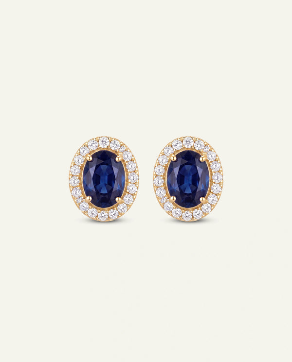 Aanika V. Lab-created Sapphire & Lab-grown Diamond Halo Earrings