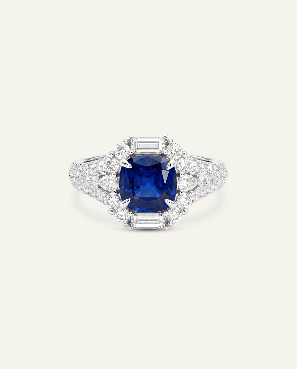 Aanika V. Lab-created Sapphire & Lab-grown Diamond Halo Ring