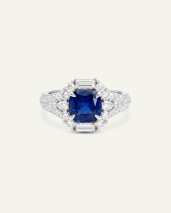 Aanika V. Lab-created Sapphire & Lab-grown Diamond Halo Ring